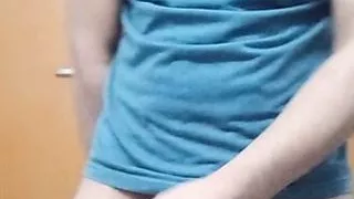 Hairy bulky man strip and shows off his big dick.