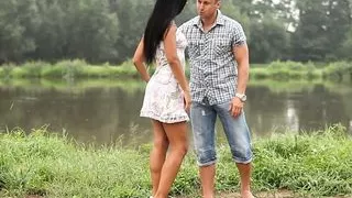 Soft fucking horny couple outdoor at lake