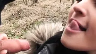 Smoking teen and old dick get it on outside