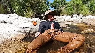 Pissing, wetting, and cooling off after a hot day of work