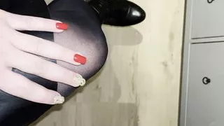 Teasing in my leather and nylons