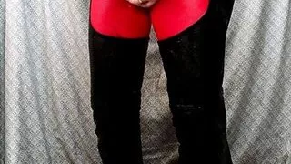 Requested. Leather and red nylon. Slimed masturbate and cum.