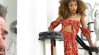 Petite Ebony Cecilia Lion Gets Fucked Hard By A White Dick