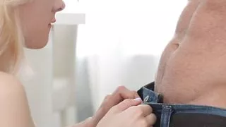 Young blonde Via Lasciva treats him to anal during breakfast