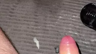 Slow motion cumshot with wand