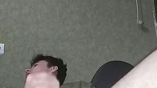 Sexy twink jerking big hairy cock