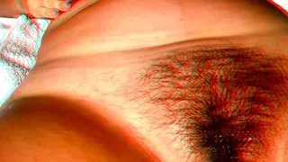 3D VR Close up hairy pussy orgasm, solo girl masturbating