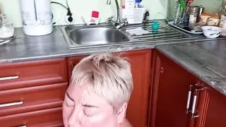 fucking wife in the mouth in the kitchen and cumming on her face 2