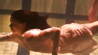 Babes swim and get naked underwater