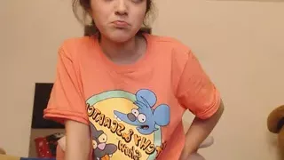 Nerdy girl with slim body and cute face seduces you with her charms