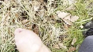 Uncut Brit wank in the woods