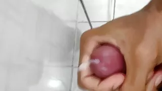 Pissing and cum in the bathroom drain