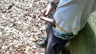Jerking off my cock in the woods