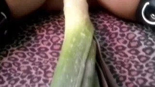 Orgasm thanks to the leek, big and long!! EXTREME INSERTION