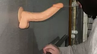 Ftm in gimp mask gags on 8 inch dildo