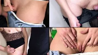 Masturbation with cock on pussy and cum on panties