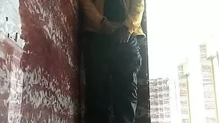 Public elevator hall cumshot