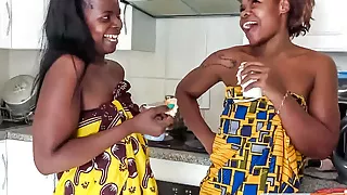 Horny lesbians have wet pussy for breakfast