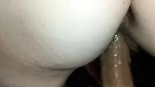 Fucking a dildo on a mirror