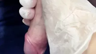 milking the neighbor's dick in gloves