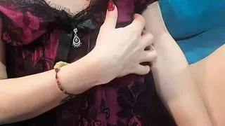 Touching petite boobs and pussy with panties – HOT