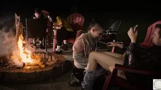 Campfire blowjob with smores and harp music