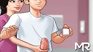 SummertimeSaga - Nurse plays with cock then takes it in her