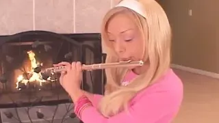 Musical teen slut shoves flute in her pussy