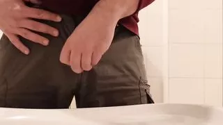 In ein öffentliches Toilettenbecken pissen