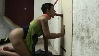 European seductress takes it on the gloryhole