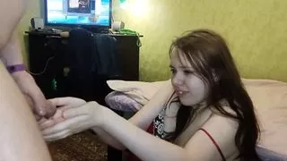 Fucked in the mouth with a big dick on the tonsils