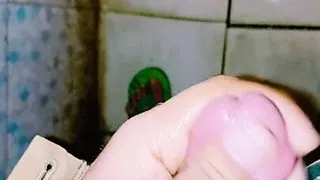 Bathroom massage horny cock cum