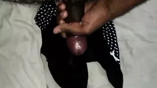 Black cock handjob cum on pantie