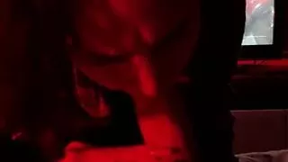 Blowjob from a sexy girl at night, cum in mouth