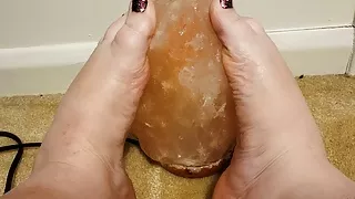 BBW Practices Footjobs on Salt Lamp
