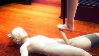 Yaoi Femboy - Alan footjob and threesome sucking two dicks