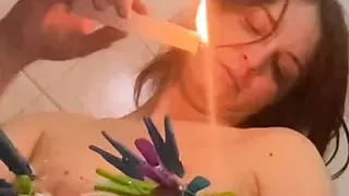 wax play, nipple clamps, spoon tits spanking