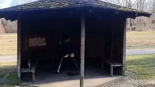 Outdoor pissing in the park, in the bushes in the city...one day with munichgold.....