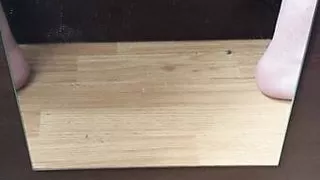 Fat boy cums infront of mirror