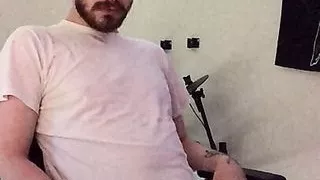 uncut white boy watching porn and cumming