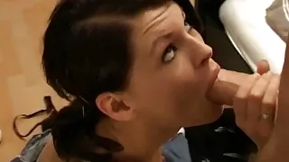 Skinny Teen Merry's hard anal ride with a fan