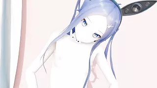 MMD lo chan, shake it - hentai mmd dance, playboy costume, blue hair edit, smixix