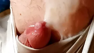 Handsfree cum in white bikershorts