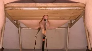 I wonder how much cum will he produce before he starts screaming when he fails to cum every 5 min