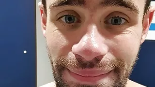 A man heats up his anus in preparation before a porn shoot In public toilets