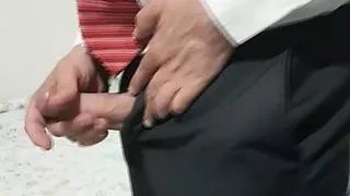 Suited daddy jerking off