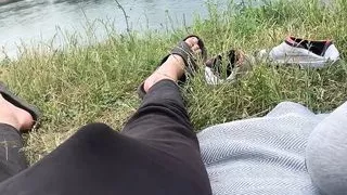 My sweet friend just sucked my dick outdoors