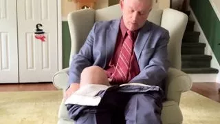 Horny Silver daddy strips off clothes and jerks off