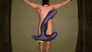 Restrained intense multiple P-spot orgasms with prostate milking toy