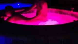 Valentine’s Day sex with wife in hot tub and bedroom with pussy eating and cock sucking.